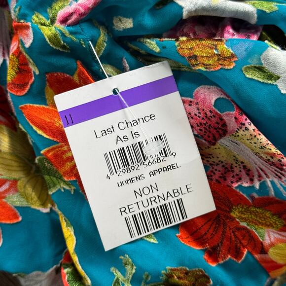 Alice + Olivia Sheila Floral Print Silk Blouse Top Summer Bliss Blue Size XS NWT - Picture 8 of 10